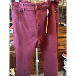 Risen Women's Plus Size Denim Jeans Straight Leg 3X Wine 5 Pocket RDP5588X